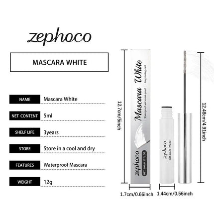 White Mascara Waterproof Fast Dry Eyelashes Curling Lengthening Makeup Eye Lashes Smooth Easy-to-Apply Texture White Ink Mascara