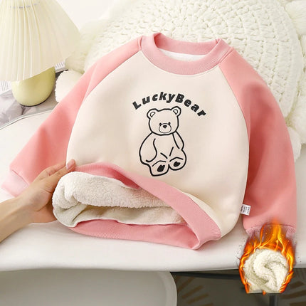 Childrens Hoodie with Fleece for Autumn and Winter, BoysThick Warm Jacket for Girls, Baby Clothes Kids Clothing