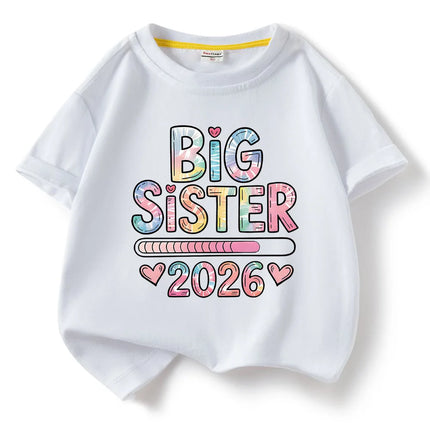 Big Sister Big Brother 2026 Printed Kids T-shirt Children Summer Short Sleeve Clothes Tees Kids Valentine Funny T Shirt Gift