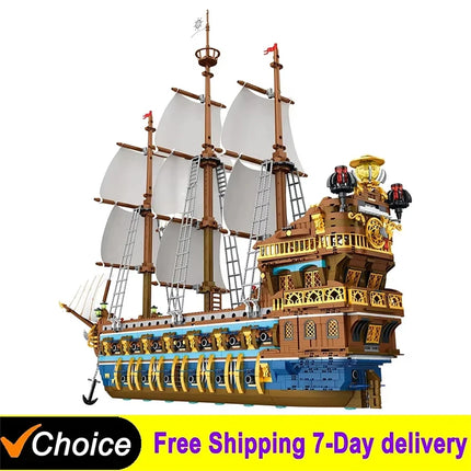 2830PCS Royal Sunshine Sailing Ship Building Blocks Sun Pirate Boat Assembly Model Bricks Education Toys For Kids Holiday Gifts