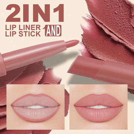 Double-Ended Lip Liner Velvet Matte Lipstick Lip Gloss Easy to Color Non-Fading Non-Stick Cup Lip Liner