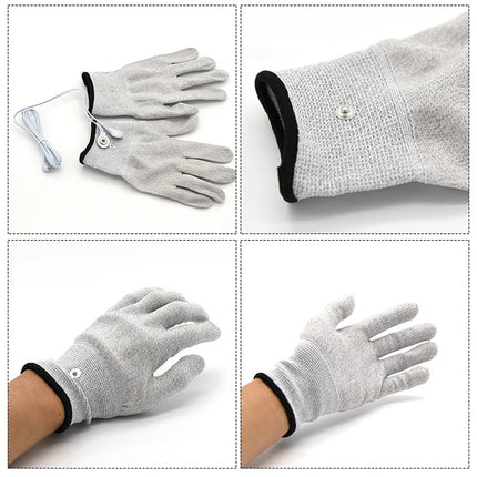 BDSM Flirting Sex Toys Electric Shock Conductive Fiber Massage Gloves With Wire Electro Stimulation Breast Clitoris Body Massage