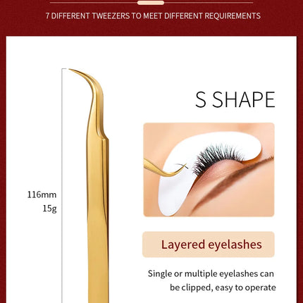 6PCS False Eyelash Tweezers Set For Fake Fan Lashes Extensions Planting Eyebrow Clip Eyelashes Tongs Makeup Nail Tools Kit