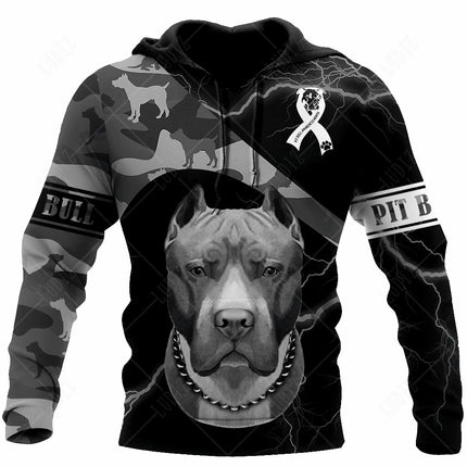 Pet Dog Pitbull Hoodies Men's Hoodie 3D Print Unisex Adult's Tops Autumn Long Sleeve Streetwear Hooded Hoodie For Men Clothing