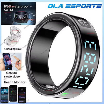 2026 New Sr08 Smart Ring LED Display Screen and Touch, Men Women, Heart Rate Health Monitoring, 5ATM Waterproof Sports Smartring