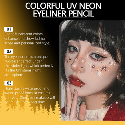 8 Color Christmas Neon UV Luminous Eyeliner Pen Set Glitter Makeup Eye Liner Pencil Tool Waterproof Sweatproof Body Face Makeup