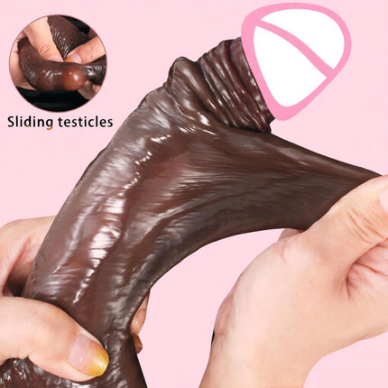 Realistic Wearable Strapon Dildo with Sliding Testicles for Women - Skin-Like Anal & Vagina Masturbation Tool with Big Penis Si