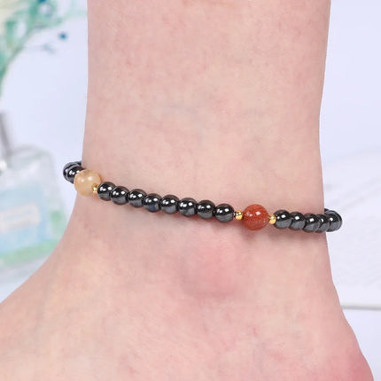 Magnetic Weight Loss Effective Anklet Bracelet Black Gallstone Hematite Stimulating Acupoints Therapy Arthritis Pain Relief