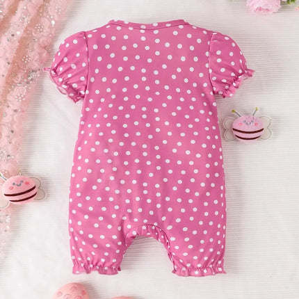 Summer Baby Girls Cute Casual Comfortable Breathable Short Sleeve Shorts Jumpsuit Polka Dot Printed Pattern Newborn Baby