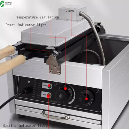 220V/110V Sea Bream Cooking Machine Commercial Mini Fish Cake Tool Internet Famous Stall Pancake Machine Bursting Paste Pancake