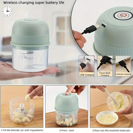 260ML Mini Garlic Masher Electric Charging Garlic Masher Onion Chopper Portable Meat Grinder Household Kitchen Vegetable Blender