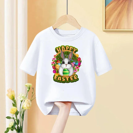 Aimi Lakana Girl Easter Day T-shirt Rabbit & Bunny Cartoon Clothes Children Short-sleeved Top Summer Shirt 3-14T