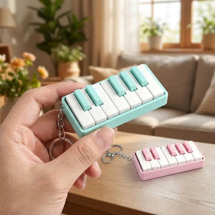 3D Printed Piano Stress Clicker Keychain Novelty 12-key Press Piano Keyboard Clicker Plastic Click Sound Effect