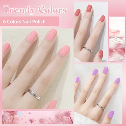 6pcs 8ml Water-Based Nail Polish Long Lasting Quick Drying No Need of Lamp to Cure Nail Supplies Vernis for Nail Art Decorations