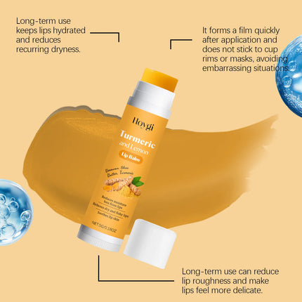 Hoygi Turmeric and Lemon Lip Balm Lip Brightening for Dark Lips Care Dry Lips Treatment Dead Skin Remover Moisturizing Lip Balm
