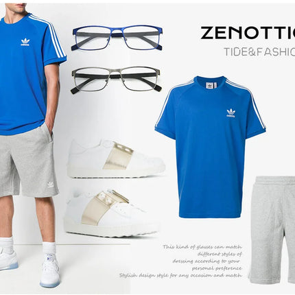 ZENOTTIC Alloy Square Progressive Prescription Glasses for Men Anti Blue Light/Photochromic Optical Eyeglasses