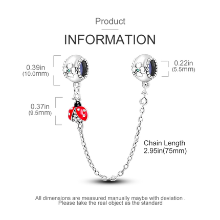 Sparkling Clear Silver Safety Chain 925 Sterling Silver Safety Chain Charm Beads Fit Original Bangle Bracelet DIY Jewelry