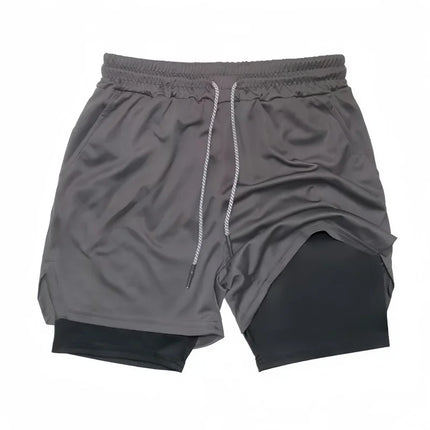 Men's Double-Layer Breathable Quick-Drying Sports Pants Trendy Summer Fitness Quarter Shorts for Active Wear
