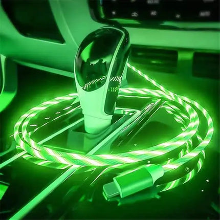 Metal Streamer & Glowing LED Charger Cables - Fast Charging for iPhone,Huawei,Xiaomi,Samsung.Type C & Lightning Options
