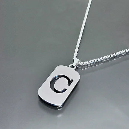 Fashion Punk A-Z Initial Tag Letter Stainless Steel Pendant Necklaces for Men Women Wholesale Jewelry Lot Collar Jewelry Goth