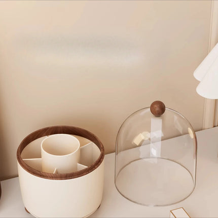 360-degree rotating dust-proof dressing table cosmetic organiser Lipstick and eyeshadow storage box Desktop pencil holder
