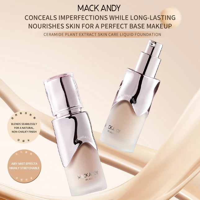 MACKANDY Ceramide Plant Extract Foundation For Full Coverage Long-Lasting Wear Natural Matte Finish Skin-Nourishing Makeup