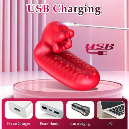 10 Frequency Rose Double Vibration Finger Cover For Female Clitoris Stimulation G-spot Anal Massage Sex Toy Adult Product ﻿