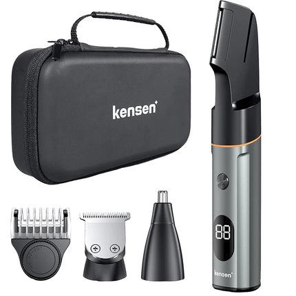 Kensen 3 in 1 Body Hair Trimmer Kit for Men Pubic Hair Shaver Nose Beard Trimmer IPX6 Waterproof Electric Shaver Hair Clippers