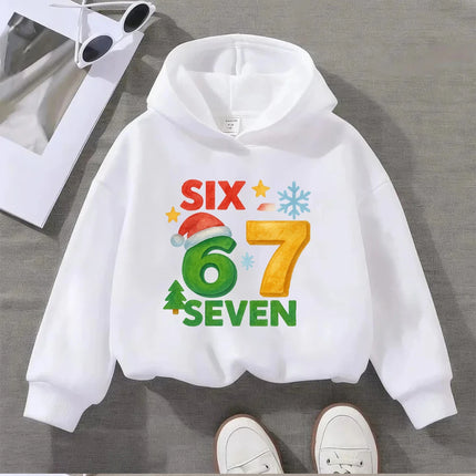 Kids Christmas Sweatshirt with 67 Number Print Santa Hat Snowflake Xmas Tree Toddler Boys Girls Holiday Pullover jumper Top