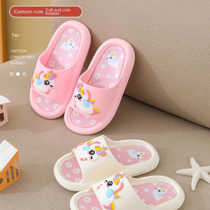 Summer Cartoon Children's Slippers Girl Unicorn Slipper Kids Cute Indoor Home Bathroom Shoes Boy Dinosaur Flip Flops Einhorn