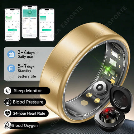 Ola Esporte Smart Ring Gestures Brush Video 5ATM Waterproof Remote Camera Heart Rate Blood Pressure Monitoring Sports Smartring
