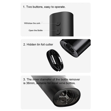 Mijia Electric Wine Opener Battery Automatic Bottle Cap Opener for Red Wine Beer with Foil Cutter Kitchen Accessories