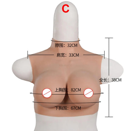 Artificial Silicone Fake Breast Boobs Forms Crossdresser for Female Women Crossdressing Cosplay Real Feeling Soft Neck Big Cup