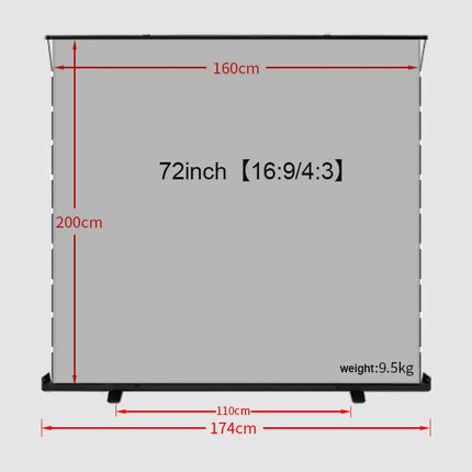 Portable Floor Pull-Up Tab Tension Screen Metal Silver ALR Material 3D Ready Projector Screen for Home Theater & Outdoor Use