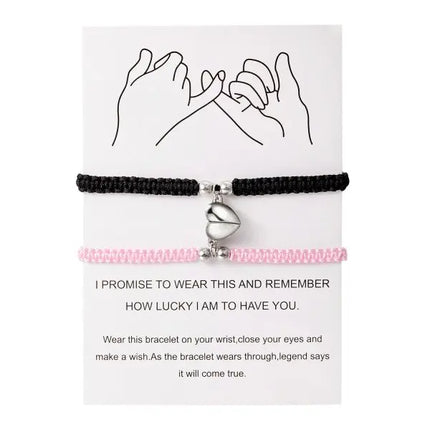 2 PCS Simple Lucky Red Rope Braided Bracelet for Women Men Romantic Heart Magnetic Couple Matching Bracelets Friendship Jewelry