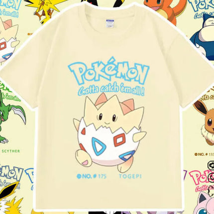 Pokémon Anime Mew Printing Oversized Cotton T-shirt Men and Women Comfortable Fashion Y2K Children's Clothing Summer T-shirt