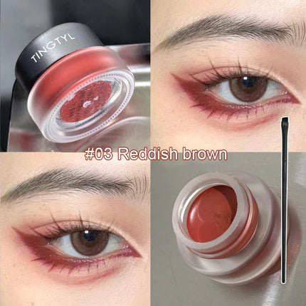 Waterproof Matte Red Eye Liner Paste with Blade Brush Soft Easy Coloring Slim Bold Gel Eyeliner Silkworm Cream Natural Tint