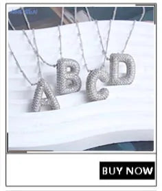 MHS.SUN Gold Plated Balloon 26 Letter Necklaces Copper Zircon Bubble Initial Pendant Chunky Women Personality Chain Jewelry