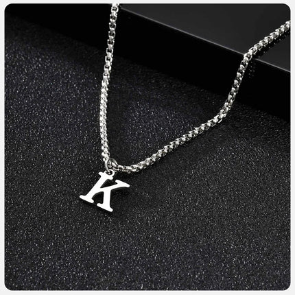Vnox Simple A-Z Letter Necklace for Men, Waterproof Stainless Steel 26 Letters Pendant Necklace，Men’s Minimal Initial Necklace