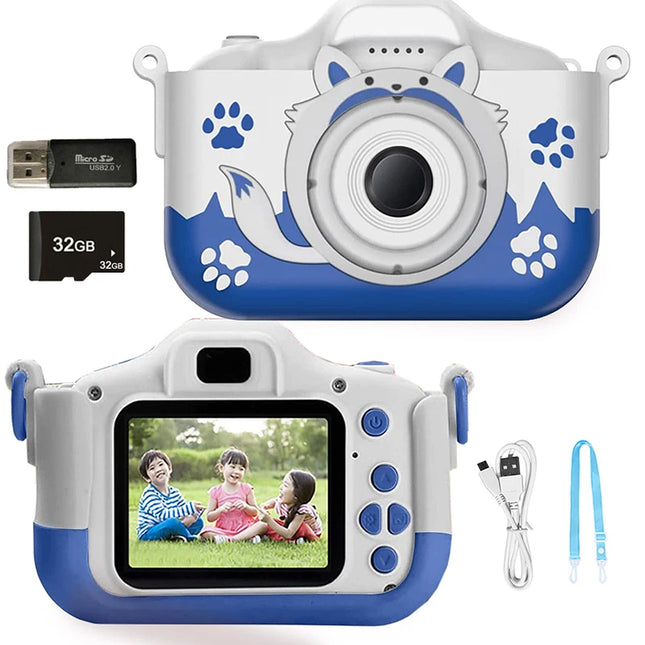 X5S Kids Digital Camera HD 1080P 20MP Children Fox Camera USB Charger Built-In Game Camera Shockproof Silicone Protection Cover