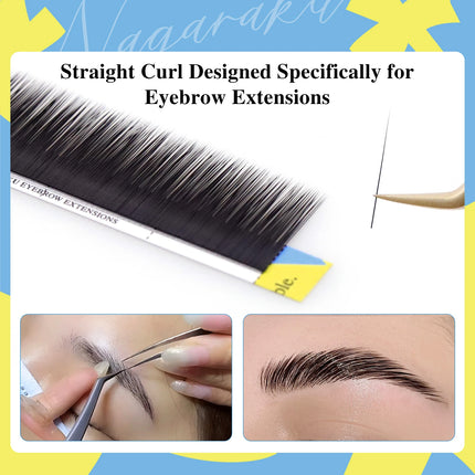 NAGARAKU High Quality Eyebrow Extensions 16 Lines Straight Curl Nature Soft for Beautiful Eyebrows
