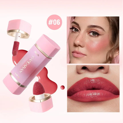  2-in-1 Liquid Blush Matte Lip Gloss Dual-purpose Liquid Blush Waterproof Multi-purpose Blush Stick Cheek Natural Blusher Cute