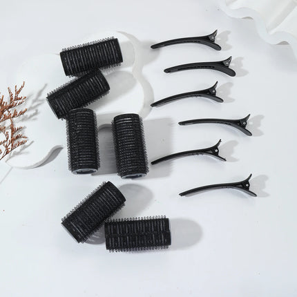 12pcs/set air bar curling iron tube self-adhesive magic roll and bangs hair clip curling styling tool  Special for real hair wig