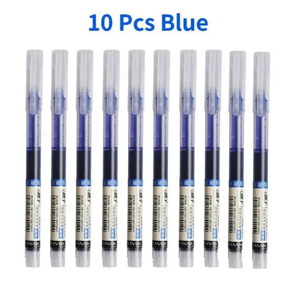 10Pcs Straight Liquid Writing Gel Pens Quick-drying Large-capacity Black Blue Ink For Writing School Office Stationery Supplies
