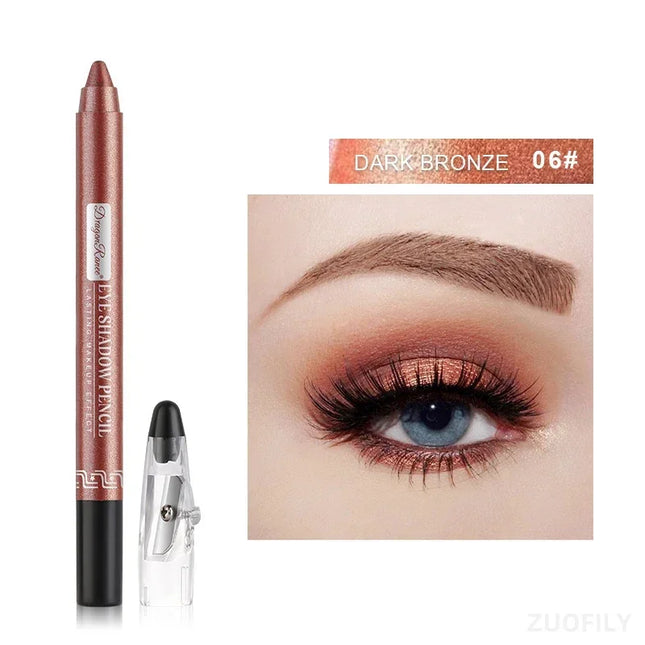 12 Colors Glitter Eyeshadow Pen Long-Lasting Matte Eye Shadow Palette Shiny Highlighter Silver Purple Eyeliner Pencil Cosmetics