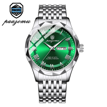 PAAZOMU Sport Original Men Clock Quartz Date Week Luxury Man Wristwatch Waterproof Luminous Stainless Steel Men's Watches Reloj
