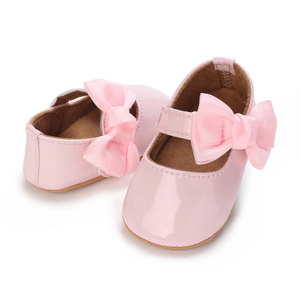 Spring and Autumn Red Comfortable Bow Detail Women's Baby Shoes for Newborns and Girls