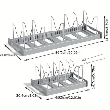 Expandable Pot Organizer Rack, Adjustable Divider for Kitchen Cabinet, Multi-Purpose Storage for Pots & Pans