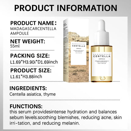Centella Asiatica Soothing Serum 55ml - Madagascar Formula Calms Sensitive Skin, Supports Acne Care & Deeply Moisturizes.