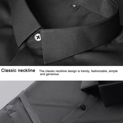 S-6XL Men's Blue Shirt Business Leisure Social Fashion High Quality Ice Silk Shirt Casual Work Top